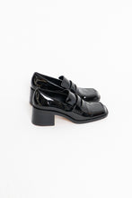 Load image into Gallery viewer, ZARA x Patent Black Heeled Loafers (6.5)