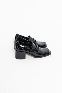 ZARA x Patent Black Heeled Loafers (6.5)