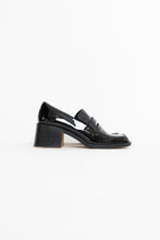 Load image into Gallery viewer, ZARA x Patent Black Heeled Loafers (6.5)