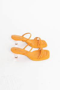 SCHUTZ x Orange Leather Heeled Sandals (7, 7.5)