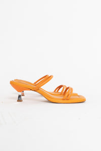 SCHUTZ x Orange Leather Heeled Sandals (7, 7.5)