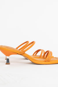 SCHUTZ x Orange Leather Heeled Sandals (7, 7.5)