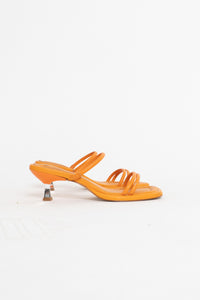 SCHUTZ x Orange Leather Heeled Sandals (7, 7.5)