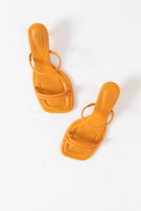 SCHUTZ x Orange Leather Heeled Sandals (7, 7.5)