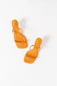 SCHUTZ x Orange Leather Heeled Sandals (7, 7.5)