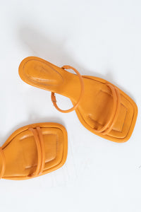 SCHUTZ x Orange Leather Heeled Sandals (7, 7.5)