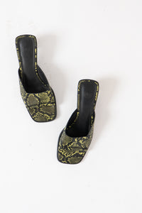 UO x Green Snakeskin PVC Sandal (7.5, 8)