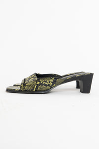 UO x Green Snakeskin PVC Sandal (7.5, 8)
