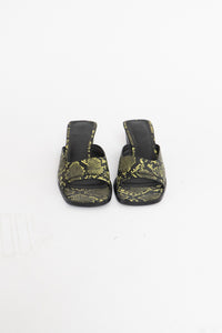 UO x Green Snakeskin PVC Sandal (7.5, 8)