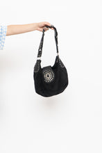 Load image into Gallery viewer, Vintage x Black Leatheroc Suede Jewelled Bag