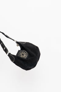 Vintage x Black Leatheroc Suede Jewelled Bag