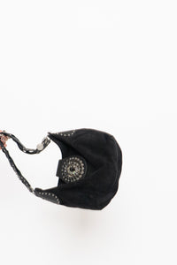 Vintage x Black Leatheroc Suede Jewelled Bag