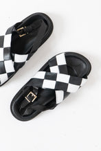 Load image into Gallery viewer, ALOHAS x White, Black Checkered Leather Sandals (8, 8.5)
