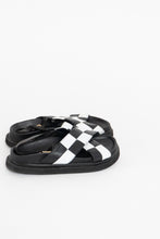 Load image into Gallery viewer, ALOHAS x White, Black Checkered Leather Sandals (8, 8.5)