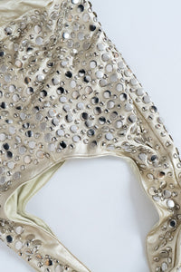 Vintage x Light Gold Leather Studded Slouch Purse