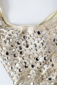 Vintage x Light Gold Leather Studded Slouch Purse