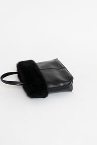 Vintage x ESPRIT Black Faux Leather Fur Purse