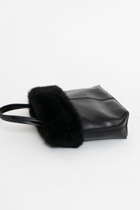 Vintage x ESPRIT Black Faux Leather Fur Purse