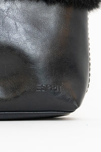 Vintage x ESPRIT Black Faux Leather Fur Purse
