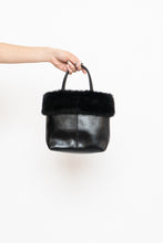 Load image into Gallery viewer, Vintage x ESPRIT Black Faux Leather Fur Purse