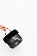 Load image into Gallery viewer, Vintage x ESPRIT Black Faux Leather Fur Purse