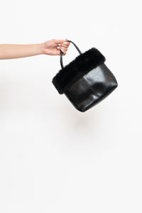 Vintage x ESPRIT Black Faux Leather Fur Purse