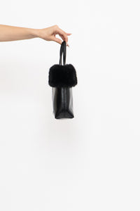 Vintage x ESPRIT Black Faux Leather Fur Purse