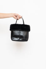 Load image into Gallery viewer, Vintage x ESPRIT Black Faux Leather Fur Purse