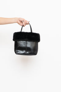 Vintage x ESPRIT Black Faux Leather Fur Purse