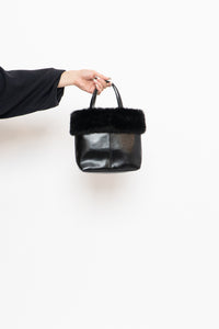 Vintage x ESPRIT Black Faux Leather Fur Purse