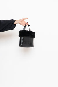 Vintage x ESPRIT Black Faux Leather Fur Purse