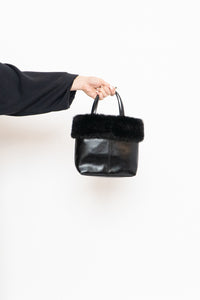 Vintage x ESPRIT Black Faux Leather Fur Purse