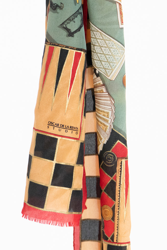 Vintage x OSCAR DE LA RENTA STUDIO Poker Silk Scarf