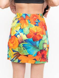 Vintge x Bright Colourful Tropical Mini Skirt (S)