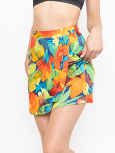 Vintge x Bright Colourful Tropical Mini Skirt (S)