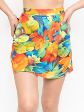 Load image into Gallery viewer, Vintge x Bright Colourful Tropical Mini Skirt (S)