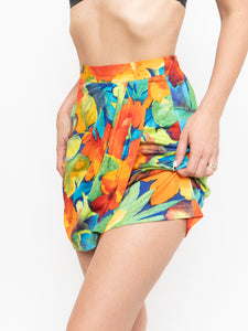 Vintge x Bright Colourful Tropical Mini Skirt (S)