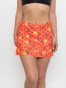 Vintage x Bright Coral Floral Mini Swim Skirt (M, L)