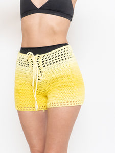 Vintage x Yellow Crochet Faded Short (S, M)