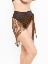 Load image into Gallery viewer, Vintage x Brown Beaded Crochet Wrap Skirt