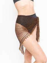 Load image into Gallery viewer, Vintage x Brown Beaded Crochet Wrap Skirt