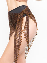 Load image into Gallery viewer, Vintage x Brown Beaded Crochet Wrap Skirt
