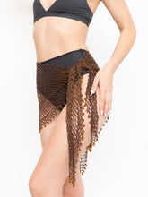 Load image into Gallery viewer, Vintage x Brown Beaded Crochet Wrap Skirt