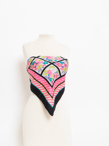 Vintage x Pink Patterned Silk-feel Scarf