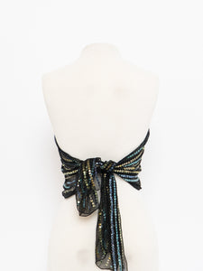 Vintage x OSCAR DE LA RENTA Black Silk Sequin Scarf