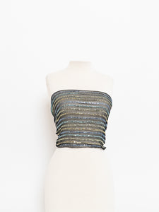 Vintage x OSCAR DE LA RENTA Black Silk Sequin Scarf