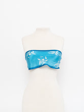 Load image into Gallery viewer, Vintage x LIZ CARBONE Blue Patterned Silk Scarf
