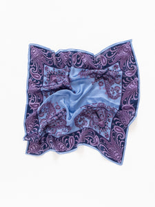 Vintage x Purple, Blue Paisley Patterned Silk Neck Scarf