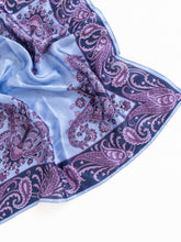Load image into Gallery viewer, Vintage x Purple, Blue Paisley Patterned Silk Neck Scarf