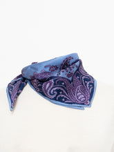 Load image into Gallery viewer, Vintage x Purple, Blue Paisley Patterned Silk Neck Scarf